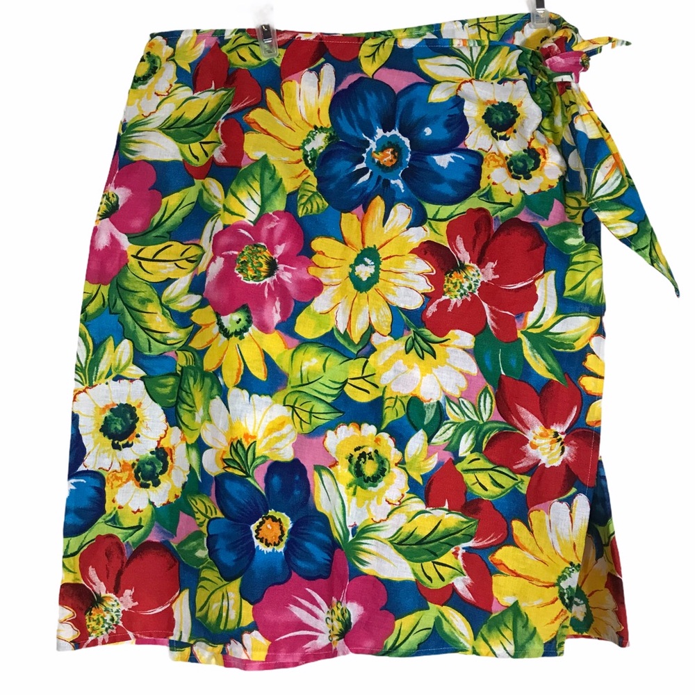 Vintage VITTADINI SPORT Bright Floral Wrap Skirt 14 NWT